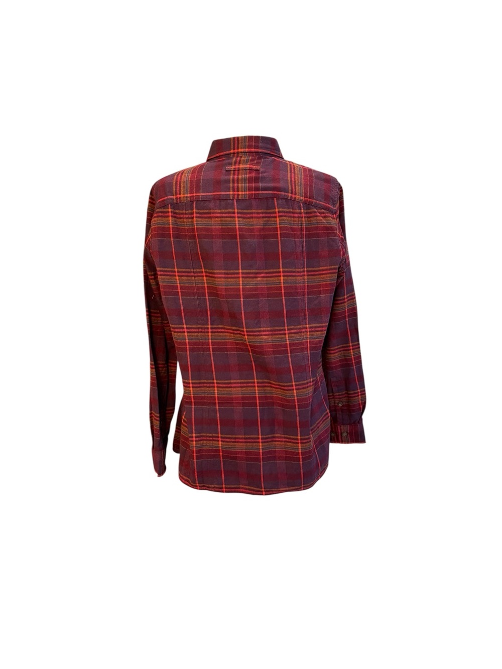 Duluth Trading Co Plaid Cotton Flannel Shirt in Burgundy and Navy Size Medium - Picture 5 of 7